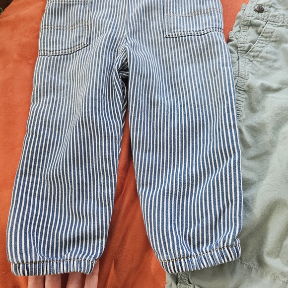 OshKosh B'gosh Kids Striped and Green Overalls 18-24 Months - Picture 5 of 7